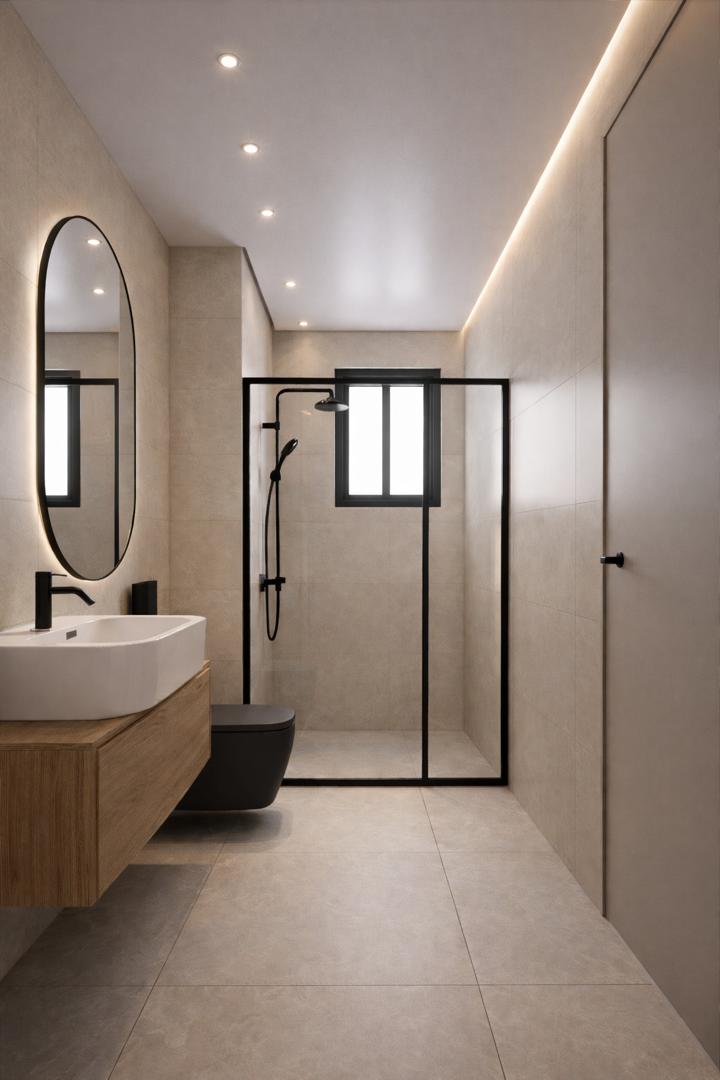 Studio F2 — salle d'eau moderne avec douche