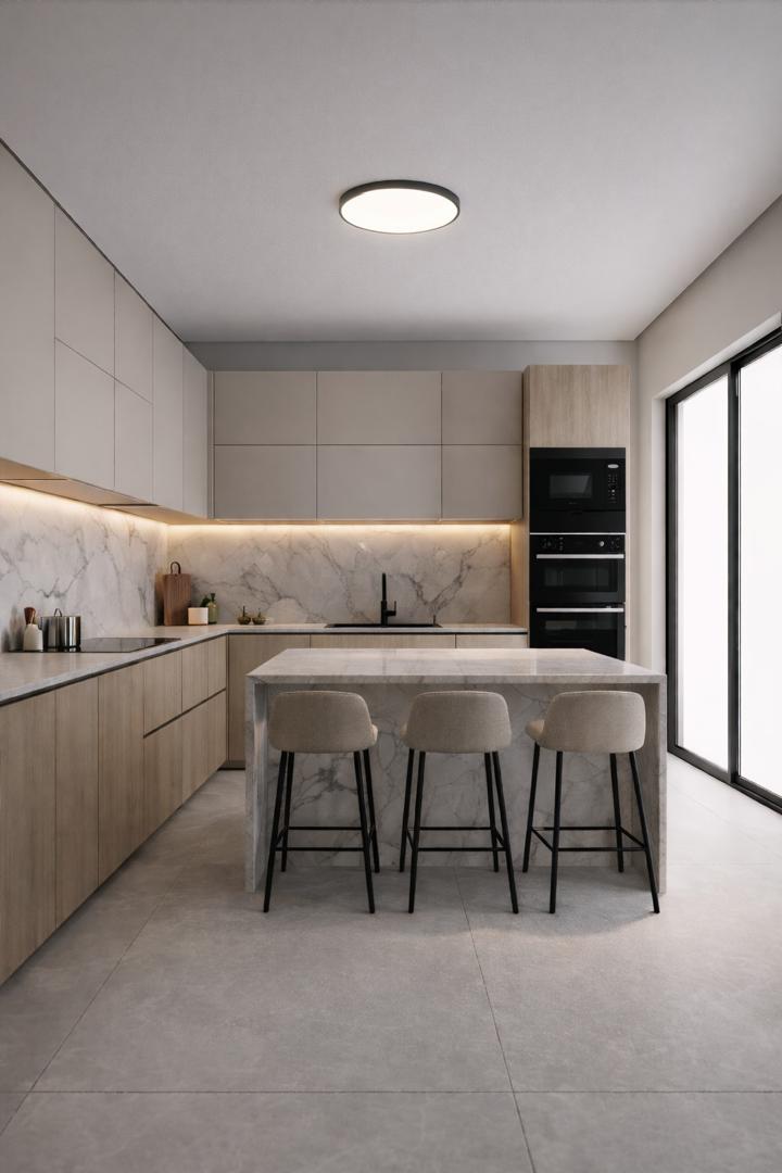 Appartement F4 — cuisine équipée avec îlot